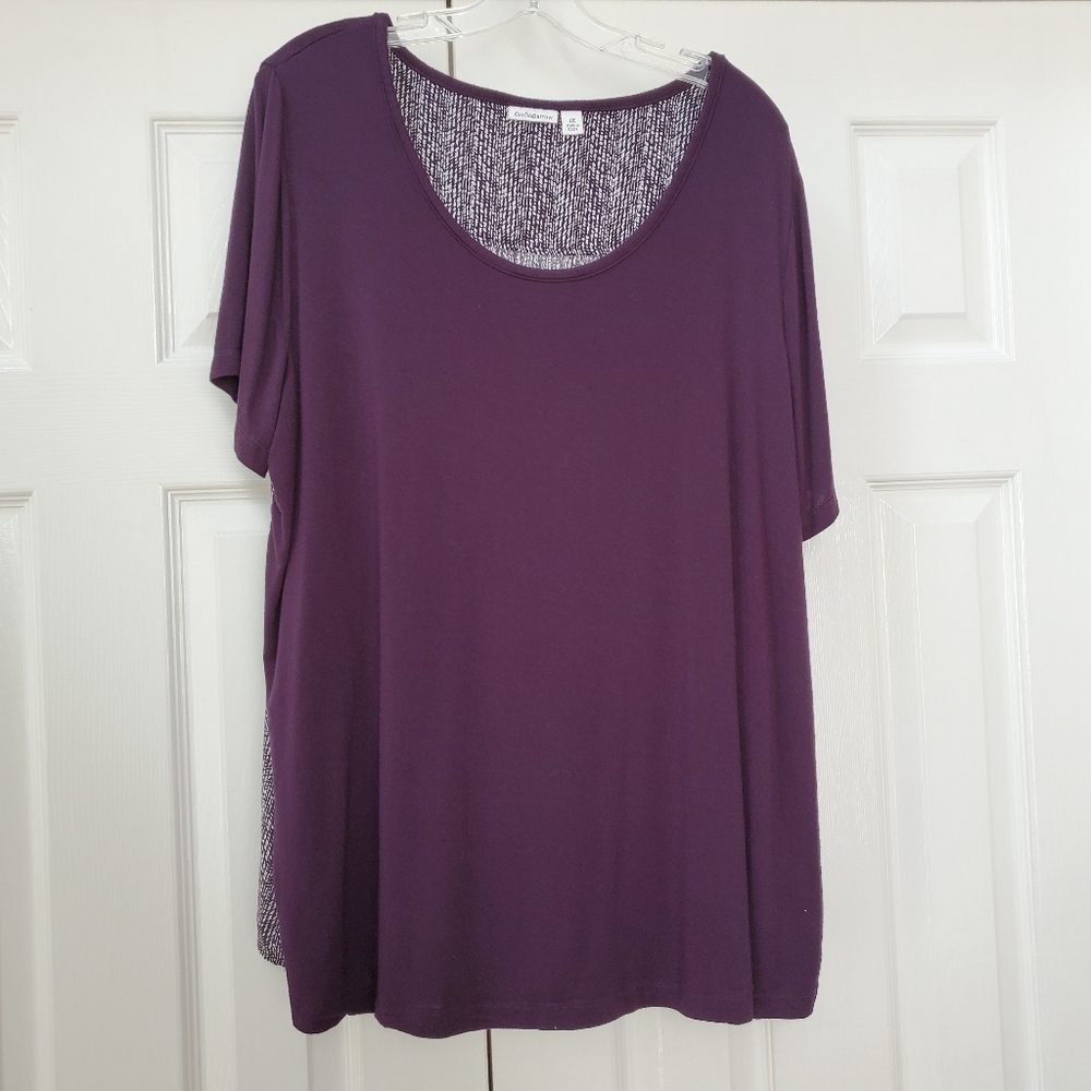 Croft & Barrow Purple Front, Patterned Back Shirt 2X